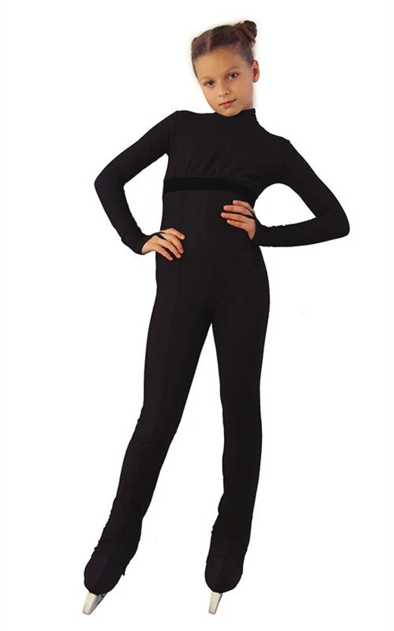 IceDress - Figure Skating Training Overalls -Style (Black With Velvet) 3 IceDress - Figure Skating Training Overalls -Style (Black With Velvet)