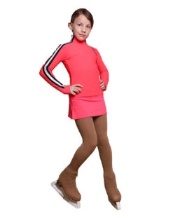 IceDress Figure Skating Skirt - Thermal - Olympus (Hot Coral With Black Lamps)