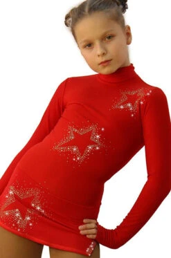 IceDress Figure Skating Dress - Thermal - Super Star (Red With Gold Rhinestones) -SkateHaven Store 0db1a5397049 29795 45184 61672.1582451441