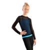 IceDress - Figure Skating Two-Layer Top : Mesh Long Sleeve With Cami Top (Black And Blue) -SkateHaven Store 1.1672309949 41837.1672314365