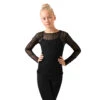 IceDress Ice - Figure Skating Two-Layer Top : Mesh Long Sleeve With Cami Top (Black And Black) -SkateHaven Store 1.1672310090 89511.1672314388
