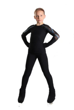 IceDress - Figure Skating Longsleeve Top -Track (Black And Emerald)