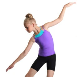 IceDress - Two-color Figure Skating Cami Top (Purple And Turquoise)