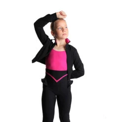 Icedress - Thermal Figure Skating Outfit "Trio" - Cropped Jacket/ Top/ High-Waisted Legging (Black And Fuchsia) -SkateHaven Store 1.1672313266 88258.1672314752