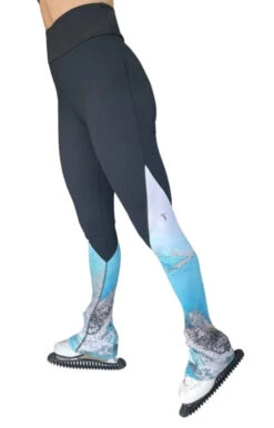 Elite Xpression - High Waist Black Legging - Marbled Turquoise