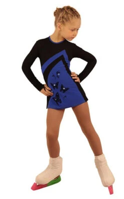 IceDress Figure Skating Dress - Thermal - Velvet (Black With Cornflower, Butterfly) -SkateHaven Store 12169e52c916 54263 93629 43743 55182.1582513647