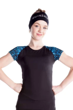 Elite Xpression - Black T-shirt With Sublimated Sleeves - Blue Sparkle