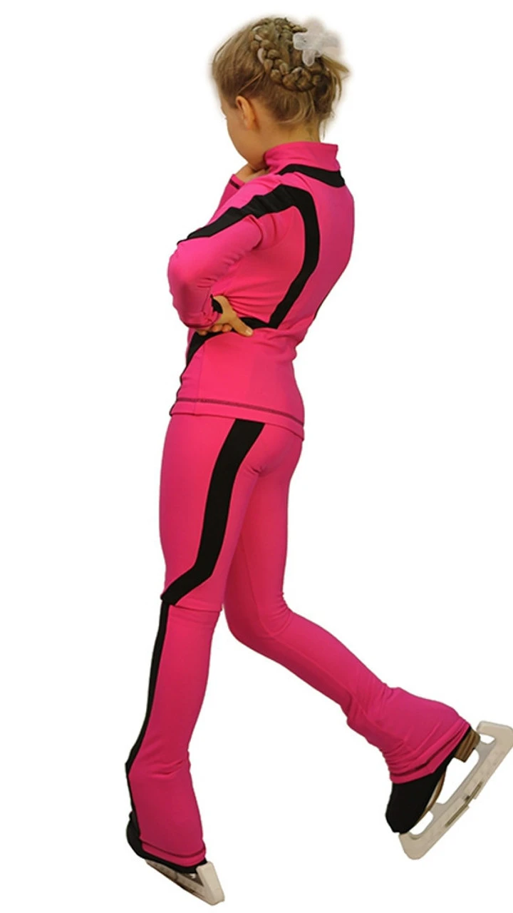 IceDress Figure Skating Thermal Jacket -Flip (Fuchsia With Black Line) 3 IceDress Figure Skating Thermal Jacket -Flip (Fuchsia With Black Line)