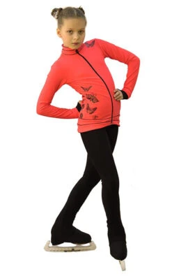 IceDress Figure Skating Outfit - Thermal - Flying (Hot Coral With Black)
