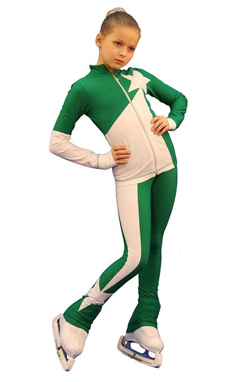 IceDress Figure Skating Outfit - Thermal - Space (Green With White) 4 IceDress Figure Skating Outfit - Thermal - Space (Green With White) - Image 2