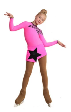 IceDress Figure Skating Dress - Thermal - Constellation (Hot Pink With Black)