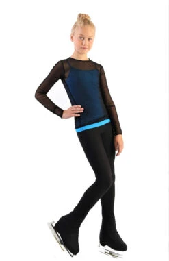IceDress - Figure Skating Two-Layer Top : Mesh Long Sleeve With Cami Top (Black And Blue) -SkateHaven Store 2.1672309951 36728.1672314365