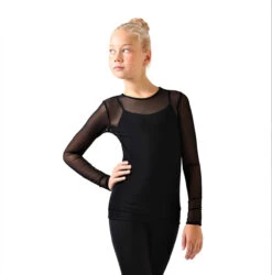 IceDress - Figure Skating Two-Layer Top : Mesh Long Sleeve With Cami Top (Black And Black) -SkateHaven Store 2.1672310035 85881.1672314380