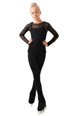 IceDress Ice - Figure Skating Two-Layer Top : Mesh Long Sleeve With Cami Top (Black And Black) -SkateHaven Store 2.1672310092 26335.1672314388