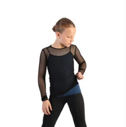 IceDress Ice - Figure Skating Two-Layer Top : Mesh Long Sleeve With Cami Top (Black And Dark Blue) -SkateHaven Store 2.1672310180 79924.1672314404