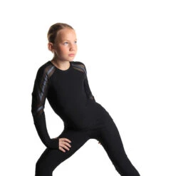 IceDress - Figure Skating Longsleeve Top - Track (Black And Dark Grey) -SkateHaven Store 2.1672310345 76041.1672314431