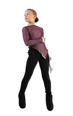 IceDress - Thermal Figure Skating Outfit "Gravity" - Mesh Top And Pants (White/Burgundy And Black) -SkateHaven Store 2.1672311665 10242.1672314611