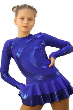 IceDress Figure Skating Dress - Thermal - Serpentine (Cornflower Blue With Cornflower Lycra)