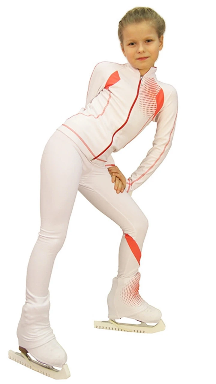 IceDress Figure Skating Thermal Jacket -Euler (White And Coral) 3 IceDress Figure Skating Thermal Jacket -Euler (White And Coral)