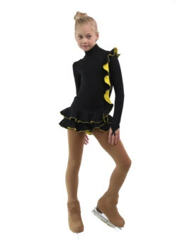 IceDress Figure Skating Dress - Thermal - Flamenco (Black With Yellow) -SkateHaven Store 28842df36df2 03196 70878.1582466827