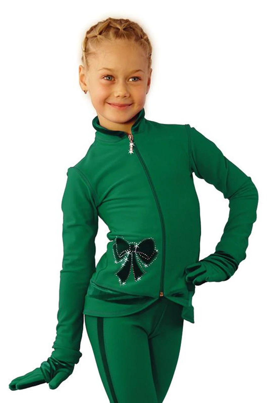 IceDress Figure Skating Outfit - Thermal - Butterfly(Green With Velvet And Crystals Preciosa) 4 IceDress Figure Skating Outfit - Thermal - Butterfly(Green With Velvet And Crystals Preciosa) - Image 2