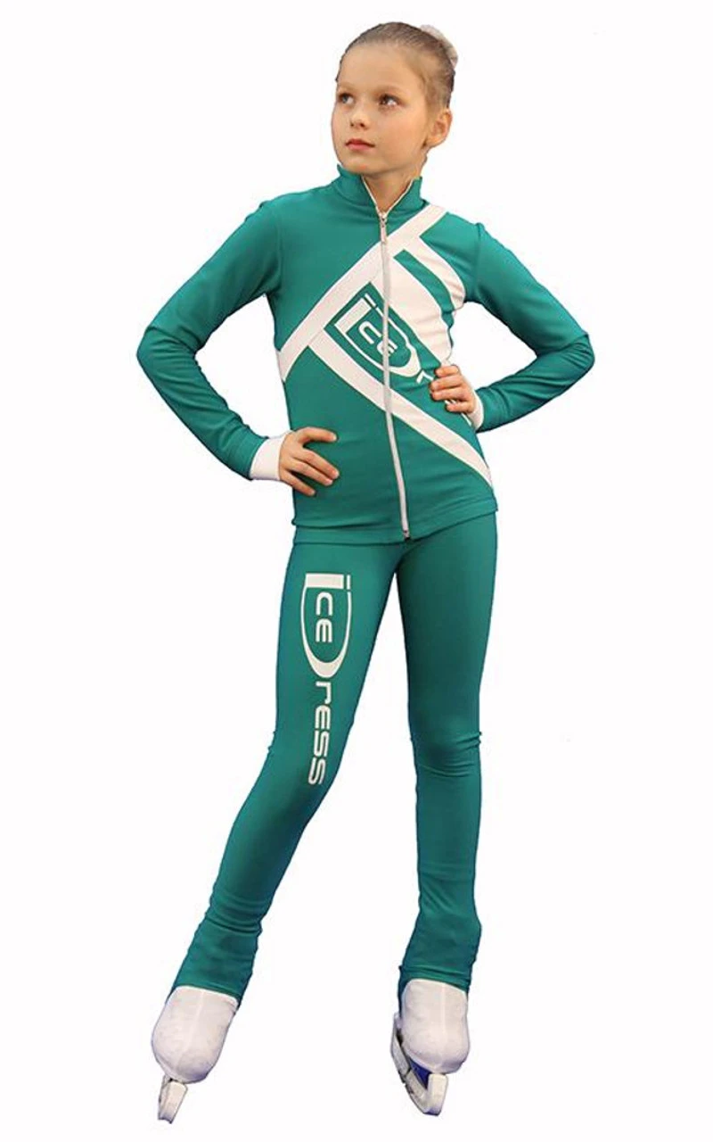 IceDress Figure Skating Outfit - Thermal - IceDress (Emerald With White) 3 IceDress Figure Skating Outfit - Thermal - IceDress (Emerald With White)