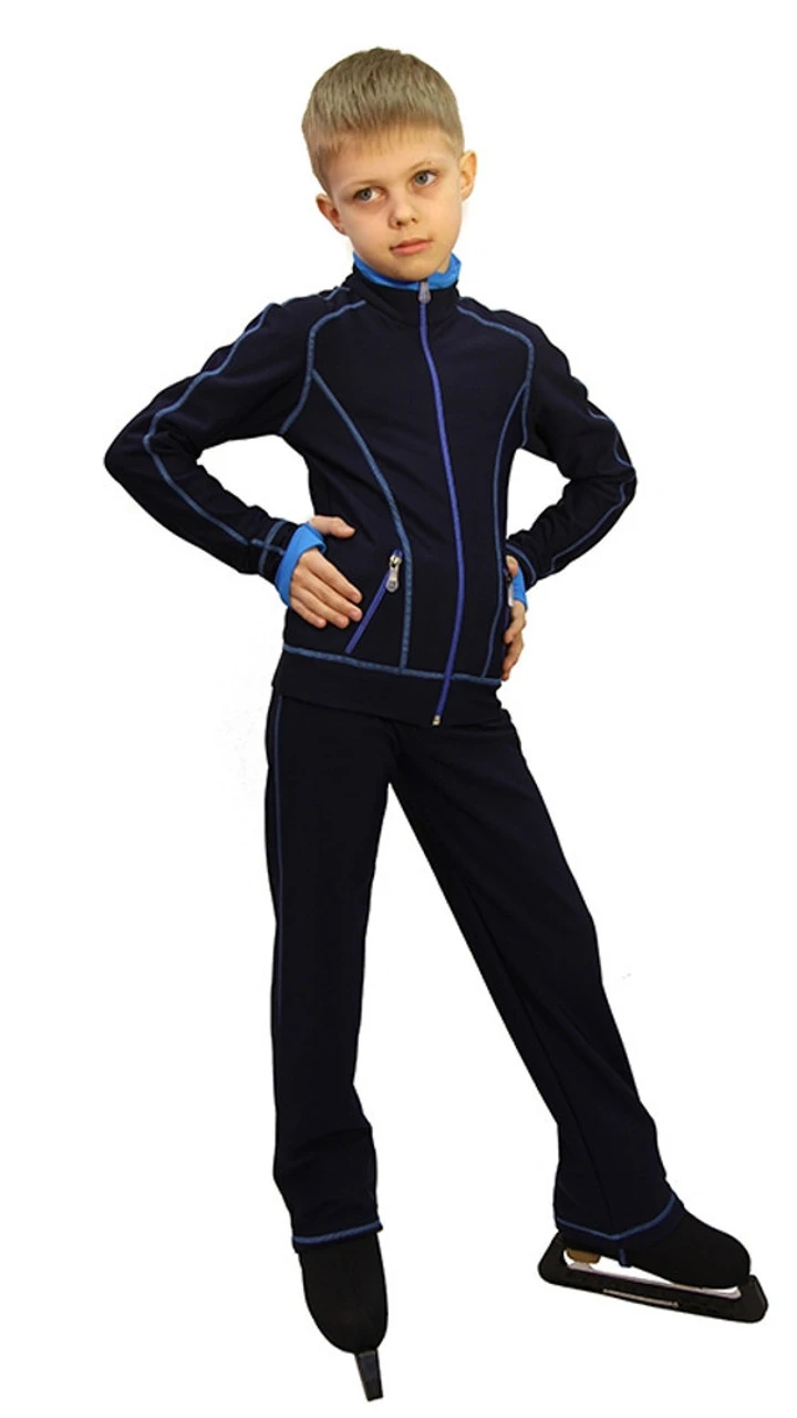 IceDress Figure Skating Thermal Pants - Todes For Boys (Dark Blue With Blue Line) 3 IceDress Figure Skating Thermal Pants - Todes For Boys (Dark Blue With Blue Line)