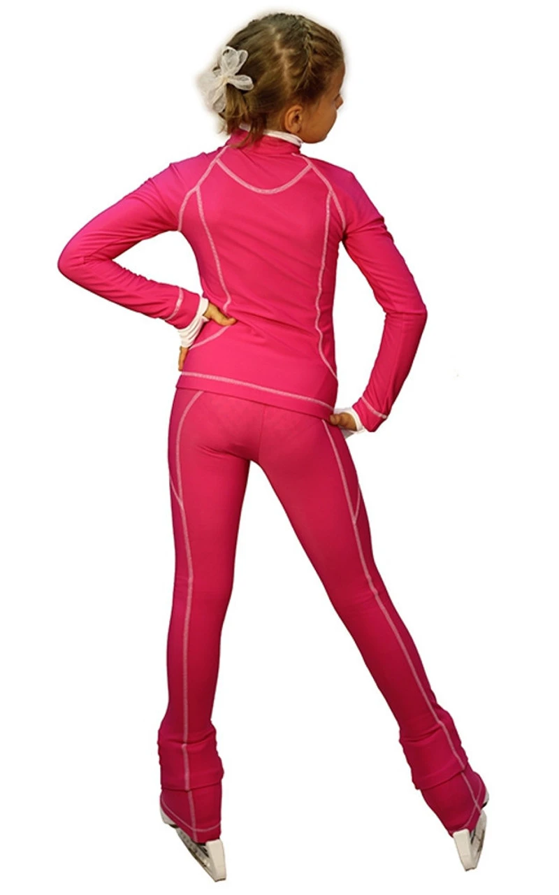 IceDress Figure Skating Thermal Jacket -Todes(Fuchsia With White Line) 4 IceDress Figure Skating Thermal Jacket -Todes(Fuchsia With White Line) - Image 2