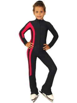 IceDress - Figure Skating Training Overalls - Rays (Gray And Raspberry)