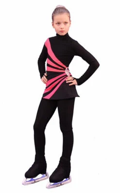 IceDress Figure Skating Dress-Thermal - Oriental 3 (Black And Coral)