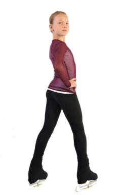 IceDress - Figure Skating Two-Layer Top : Mesh Long Sleeve With Cami Top (Burgundy And White) -SkateHaven Store 3.1672309827 35882.1672314344