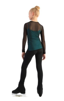 IceDress - Figure Skating Two-Layer Top : Mesh Long Sleeve With Cami Top (Black And Turquoise) -SkateHaven Store 3.1672309910 24927.1672314358