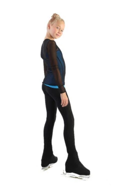 IceDress - Figure Skating Two-Layer Top : Mesh Long Sleeve With Cami Top (Black And Blue) -SkateHaven Store 3.1672309953 36638.1672314365