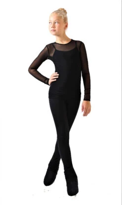 IceDress - Figure Skating Two-Layer Top : Mesh Long Sleeve With Cami Top (Black And Black) -SkateHaven Store 3.1672310037 86089.1672314380