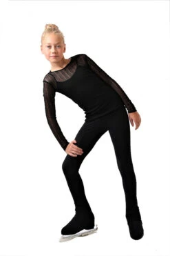 IceDress Ice - Figure Skating Two-Layer Top : Mesh Long Sleeve With Cami Top (Black And Black) -SkateHaven Store 3.1672310094 21458.1672314388
