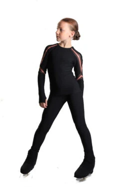 IceDress - Figure Skating Longsleeve Top - Track (Black And Caramel) -SkateHaven Store 3.1672310300 26410.1672314425