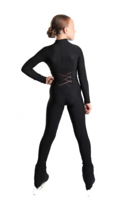 IceDress - High-Waisted Thermal Figure Skating Legging With Criss Cross Lace Design (Black And Brown) -SkateHaven Store 3.1672311206 68216.1672314557