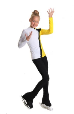 IceDress - Thermal Figure Skating Outfit - Positive (White, Yellow And Black) -SkateHaven Store 3.1672312865 58800.1672314702