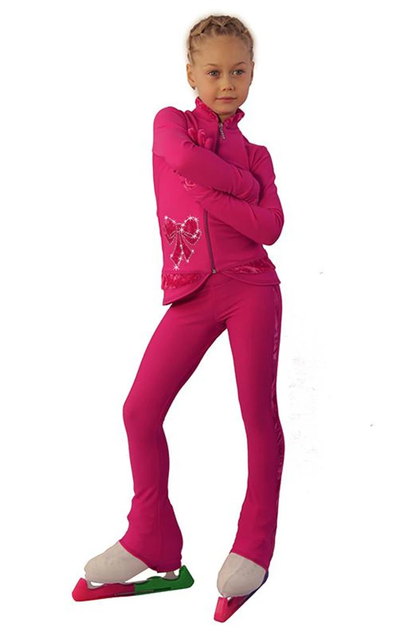 IceDress Figure Skating Outfit - Thermal - Butterfly(Fuchsia With Velvet And Crystals Preciosa) 4 IceDress Figure Skating Outfit - Thermal - Butterfly(Fuchsia With Velvet And Crystals Preciosa) - Image 2