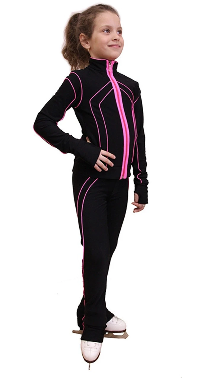 IceDress Figure Skating Thermal Jacket - Kant (Black With Pink Line) 3 IceDress Figure Skating Thermal Jacket - Kant (Black With Pink Line)
