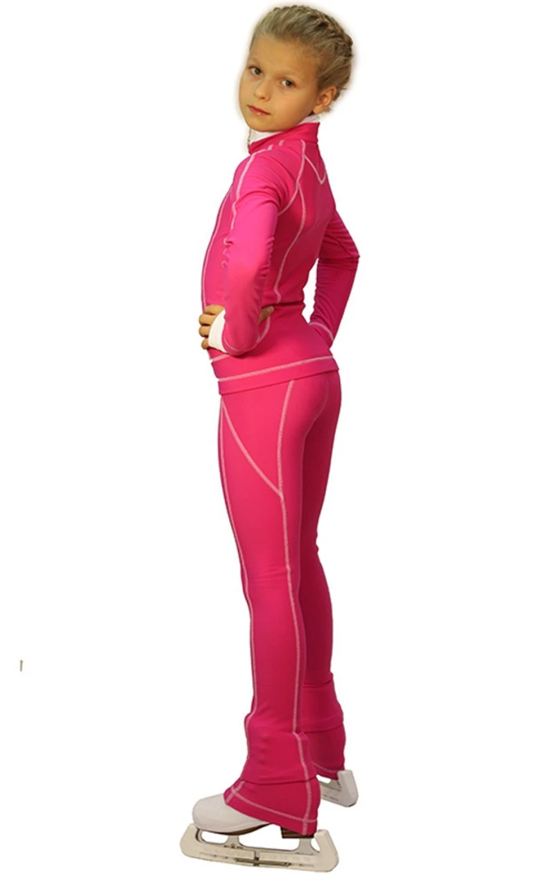 IceDress Figure Skating Thermal Jacket -Todes(Fuchsia With White Line) 3 IceDress Figure Skating Thermal Jacket -Todes(Fuchsia With White Line)
