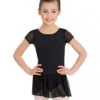 Capezio Little Girls' Sequined Puff Sleeve Dress -SkateHaven Store 3948C Capezio Childs Sequined Puff Sleeve Dress BLK 71498.1571766517