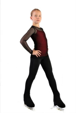IceDress Ice - Figure Skating Two-Layer Top : Mesh Long Sleeve With Cami Top (Black And Red) -SkateHaven Store 3 1.1672310128 35912.1672314395