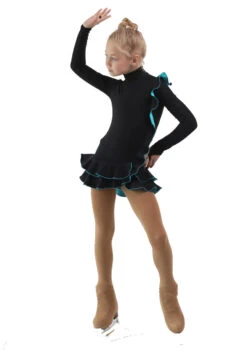 IceDress Figure Skating Dress - Thermal - Flamenco (Black With Turquoise) -SkateHaven Store 3ae4fd47748f 99308 28385.1582454571