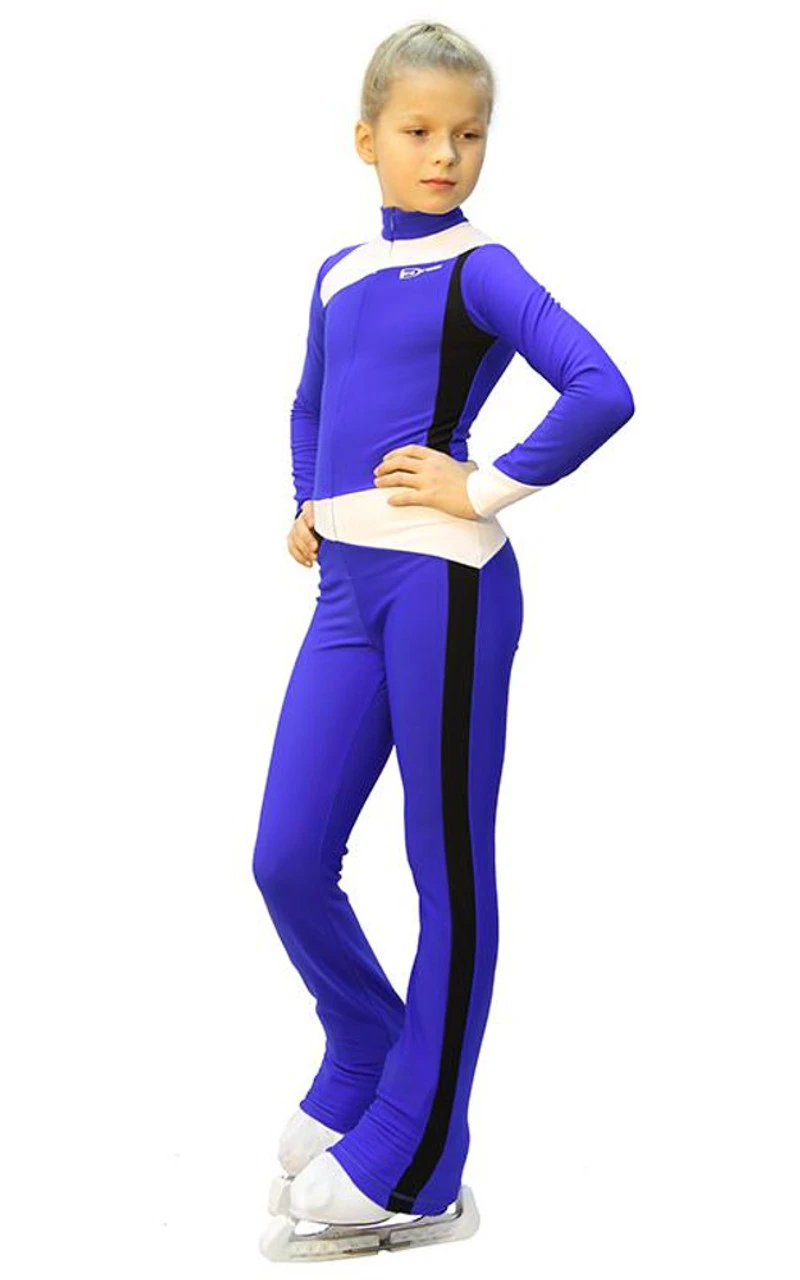 IceDress - Figure Skating Training Overalls - Skating (Cornflower, Black And White ) 3 IceDress - Figure Skating Training Overalls - Skating (Cornflower, Black And White )