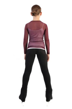 IceDress - Figure Skating Two-Layer Top : Mesh Long Sleeve With Cami Top (Burgundy And White) -SkateHaven Store 4.1672309829 30716.1672314344