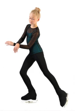 IceDress - Figure Skating Two-Layer Top : Mesh Long Sleeve With Cami Top (Black And Turquoise) -SkateHaven Store 4.1672309912 71984.1672314358
