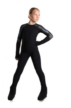 IceDress - Figure Skating Longsleeve Top -Track (Black And Emerald) -SkateHaven Store 4.1672310262 16811.1672314418