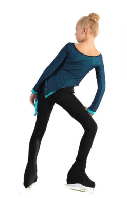 IceDress - Thermal Figure Skating Outfit "Gravity" - Mesh Top And Pants (Turquoise/Blue And Black) -SkateHaven Store 4.1672311854 03419.1672314627