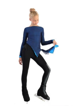 IceDress - Thermal Figure Skating Outfit "Gravity" - Mesh Top And Pants (Blue/Blue And Black) -SkateHaven Store 4.1672311972 07699.1672314635